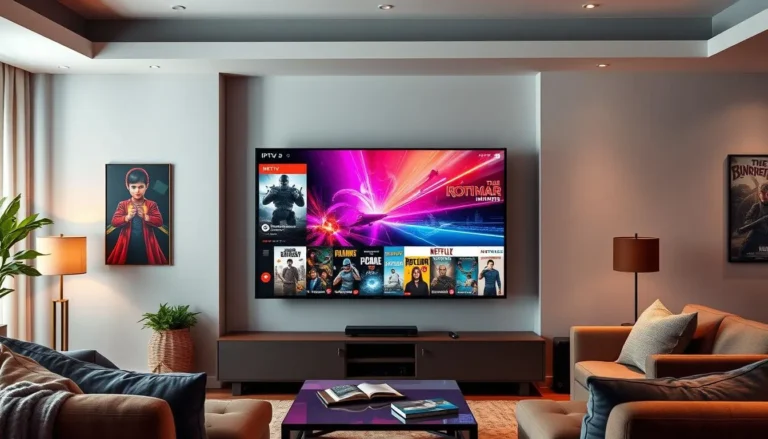 Promotional image for IPTV Prime 2025 featuring a sleek interface on various devices, highlighting premium streaming services