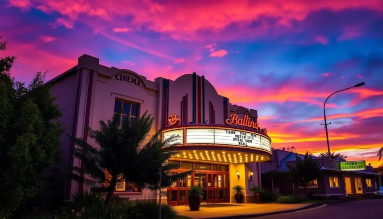 A picturesque view of Ballina Cinema, showcasing its classic facade and vibrant atmosphere.